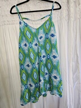 Green & Blue Santiki Rayon Cover Up Tank